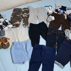 Baby boy pants, shoes, shorts and socks